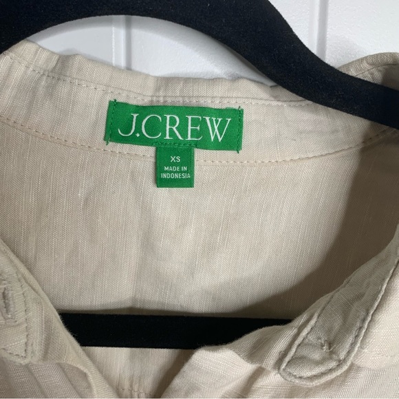 J Crew linen beach cream oversized shirt XS minimalist vacation - Picture 3 of 7